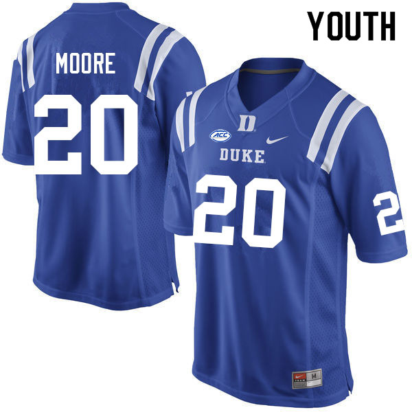 Youth #20 Jaquez Moore Duke Blue Devils College Football Jerseys Sale-Blue - Click Image to Close